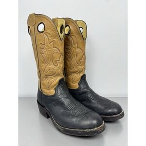 Hondo 14" Cowboy Boots Mens 10 EEEE Nubuck Bullhide Round Toe Beige Western EUC